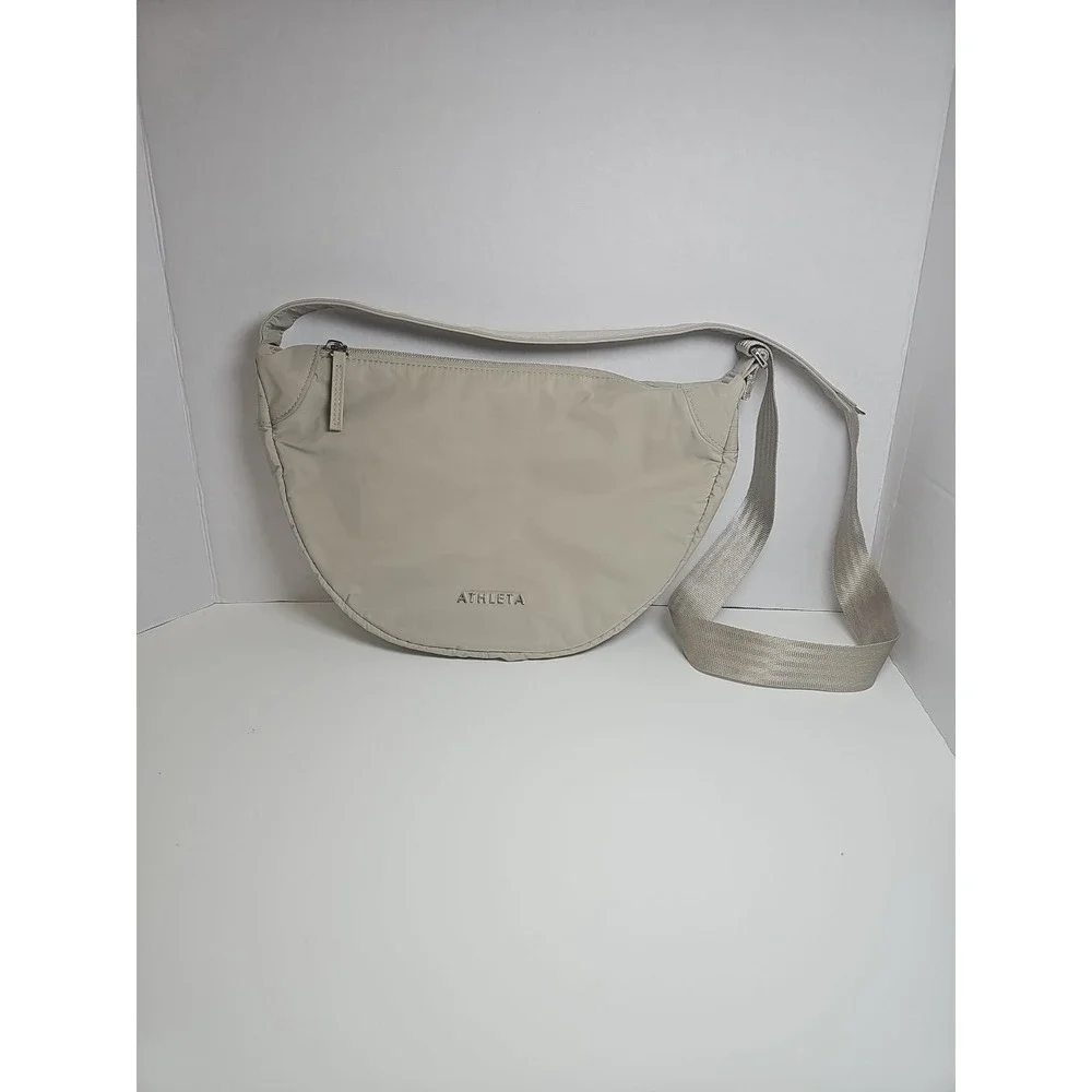 Athleta Bags‎ Womens All About Water Repellent Crossbody Bag Purse Hobo, Beige