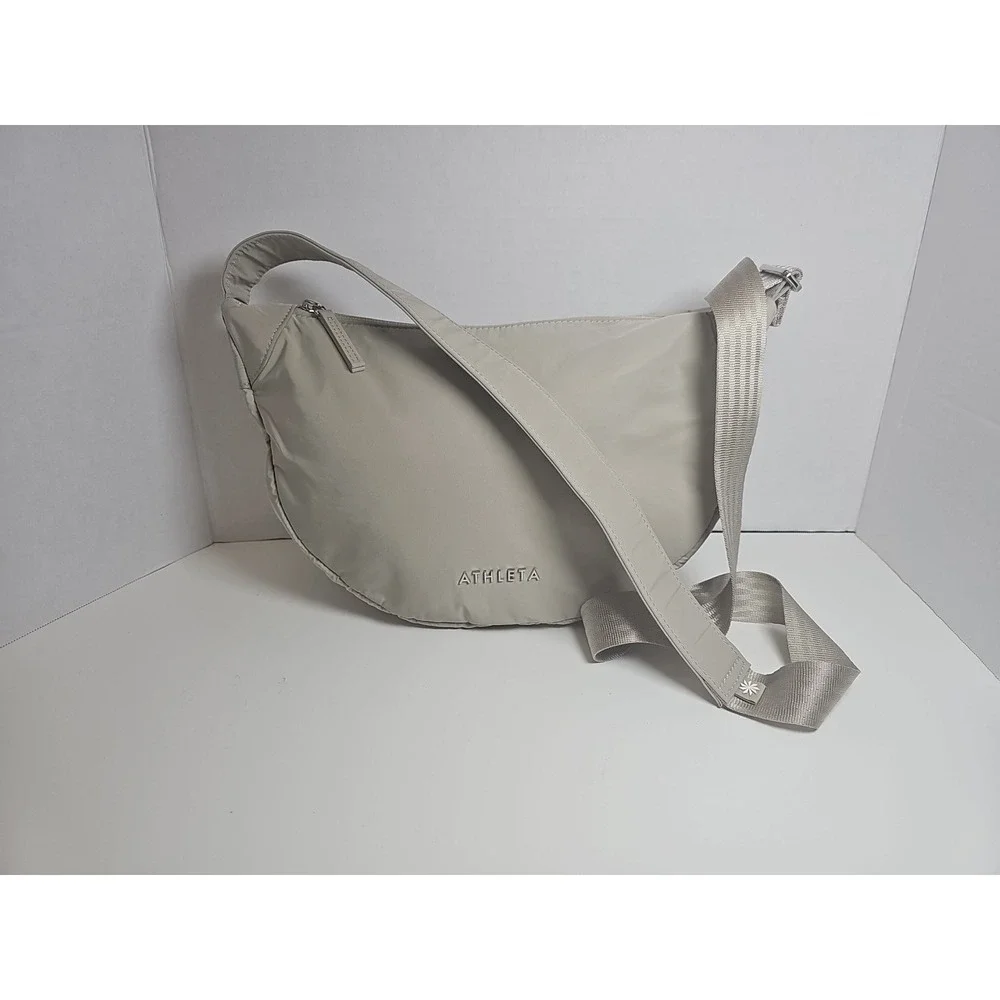Athleta Bags‎ Womens All About Water Repellent Crossbody Bag Purse Hobo, Beige