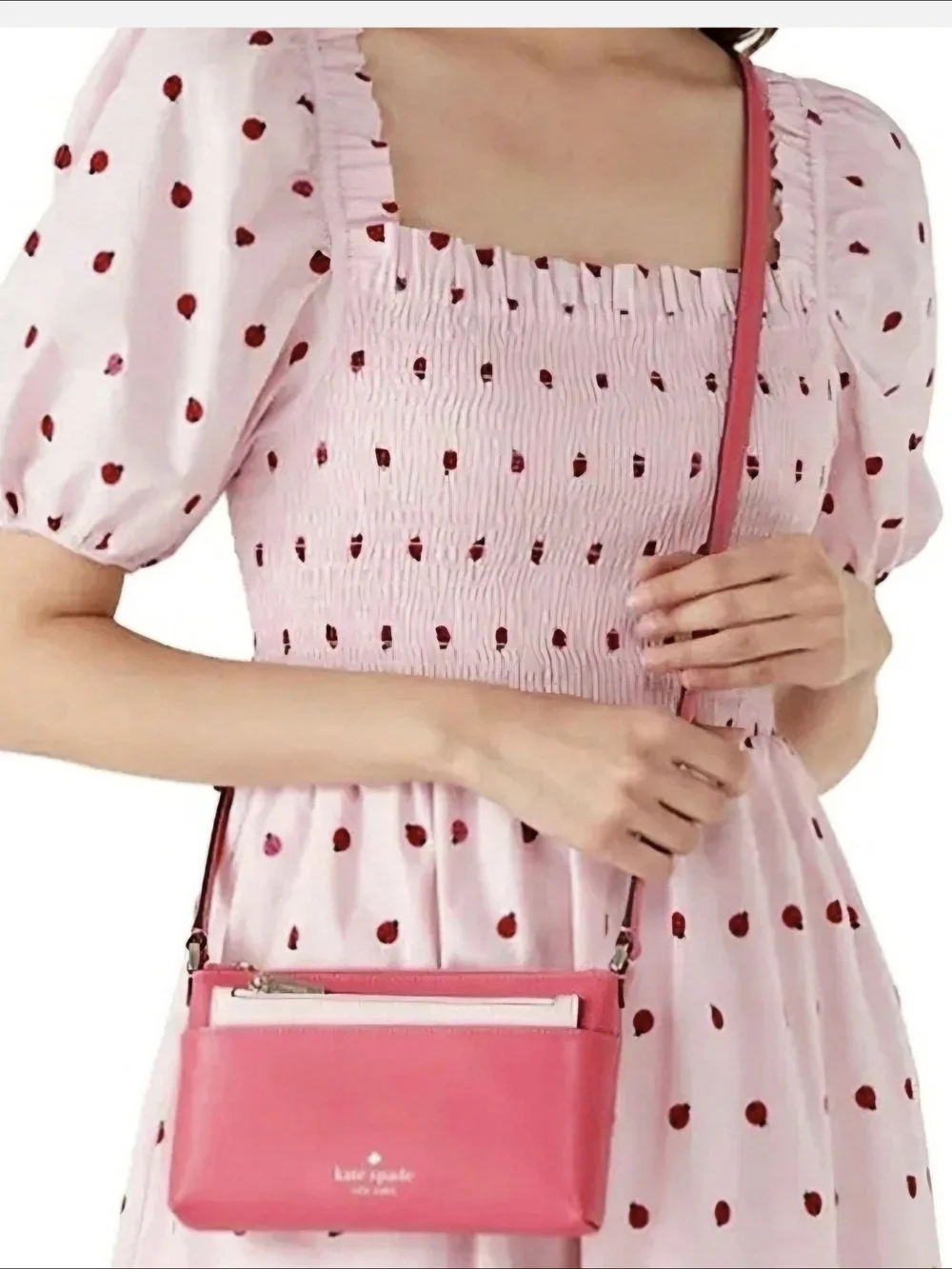NWT Kate Spade New York Sadie Saffiano Leather Crossbody Top Zip Pink Bag
