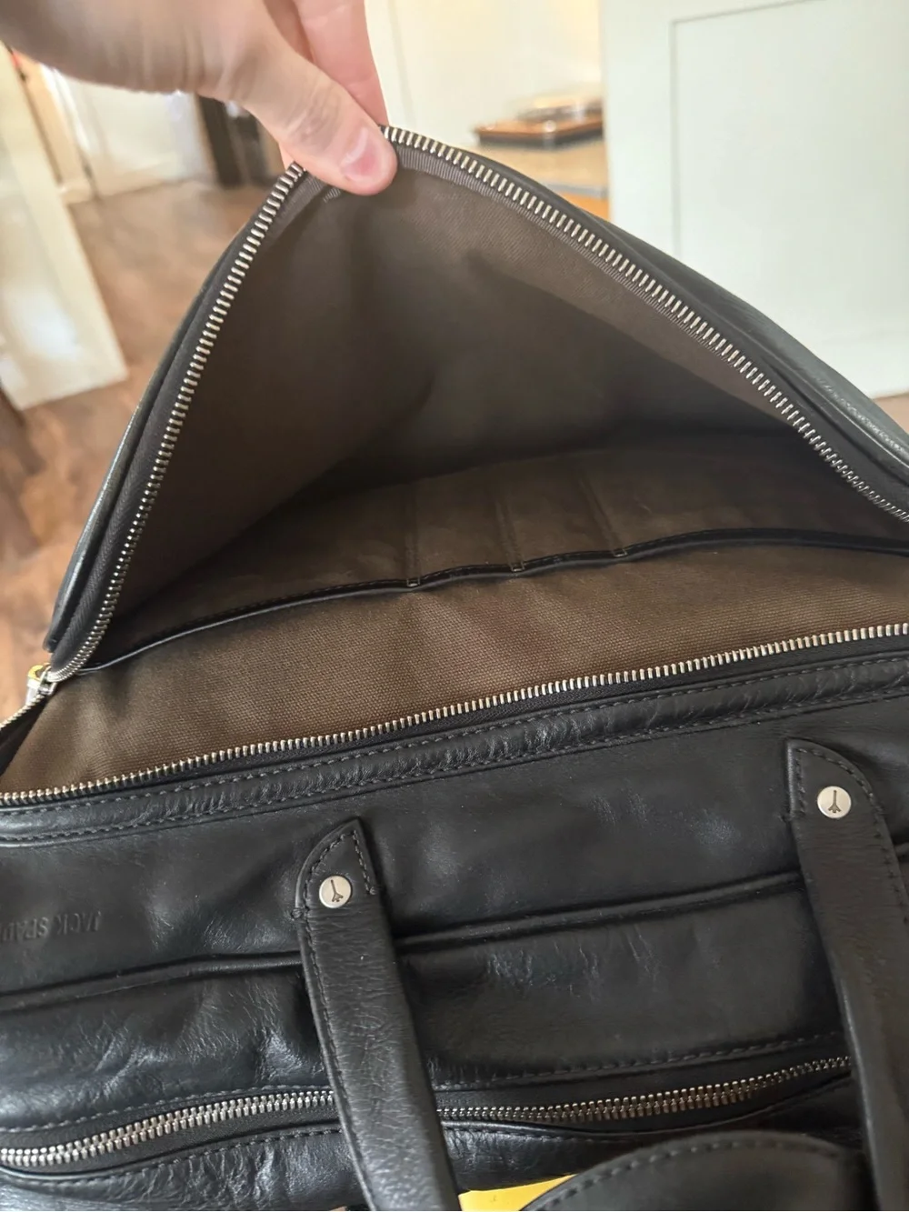 JACK SPADE Black Leather Messenger Bag