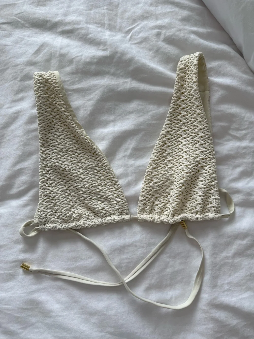 Monday Swimwear Ivory Crochet Palm Springs Bikini Top Size V