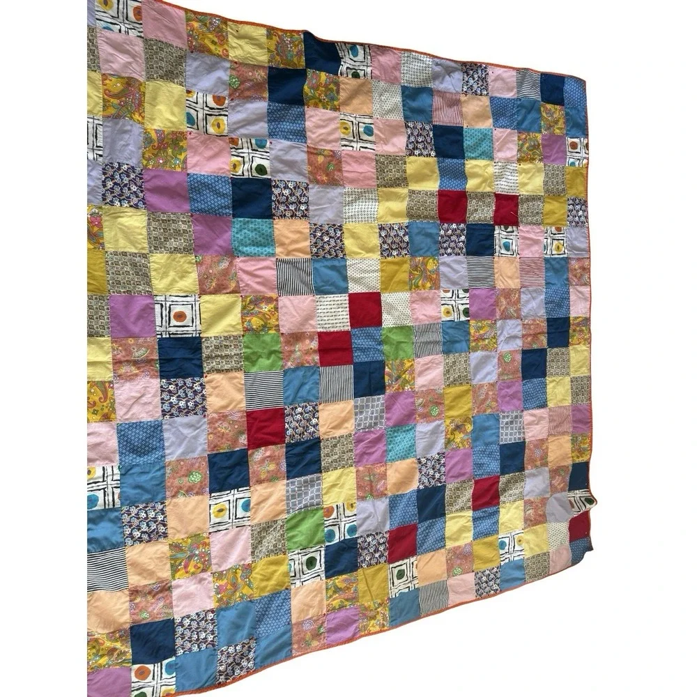 Rustic‎ Homespun Antique Quilt Large Patterned Cotton Fabric textile 73