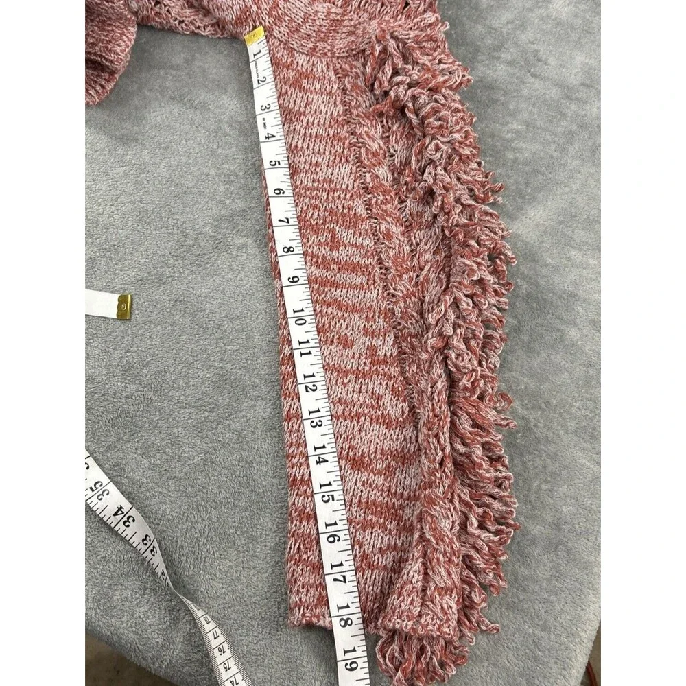 Wildfox Small Warren Sweater Pink Red Pullover Cable Knit‎ Fringe Sleeve Sample