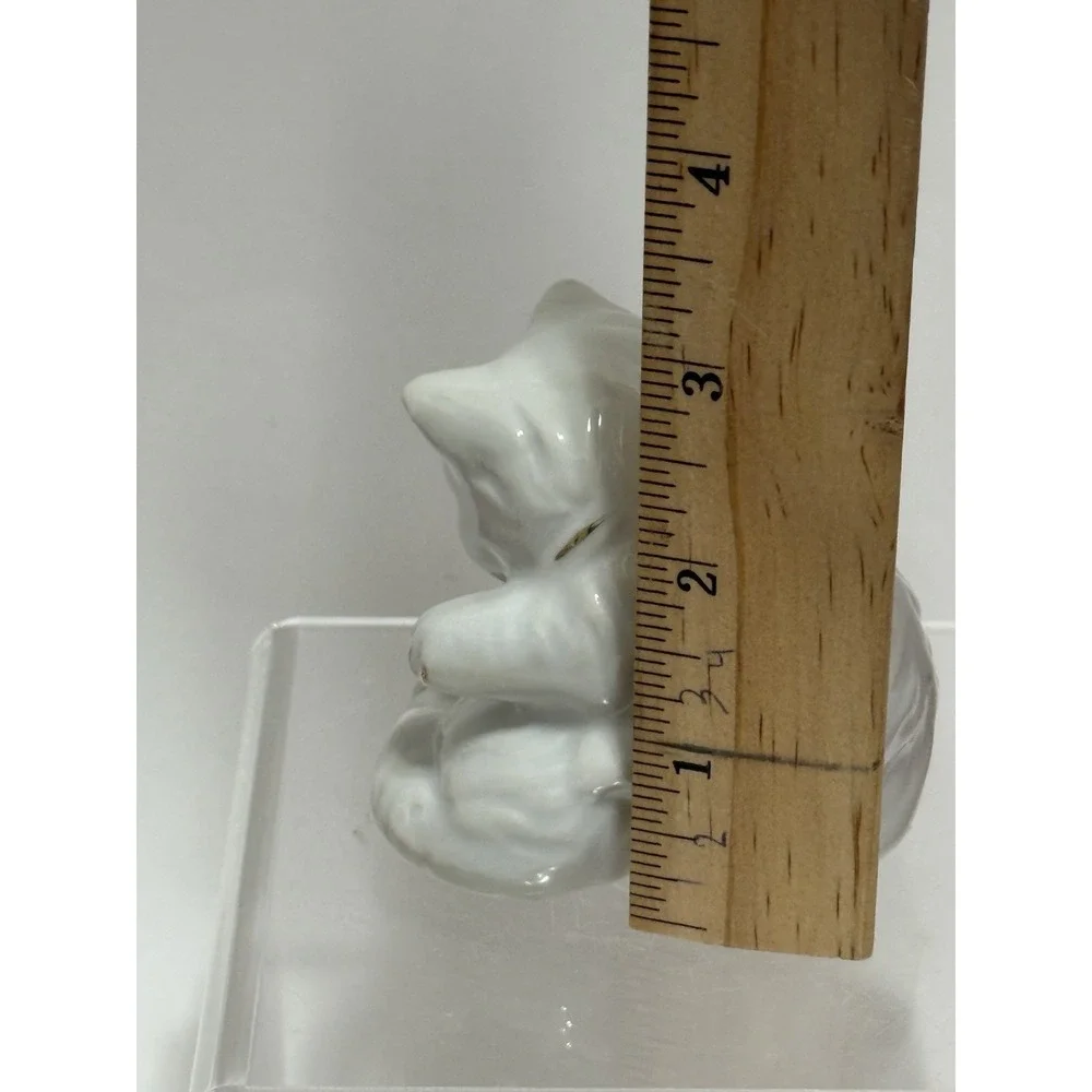 Vintage White Kittens Cuddling with Hand Painted Face and Gold Trim Accents