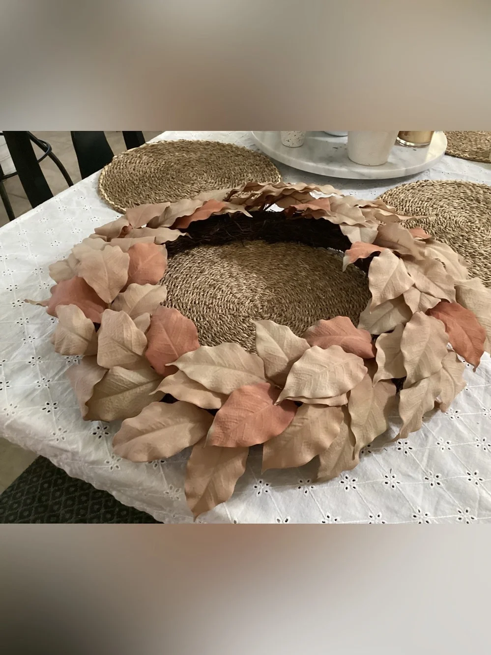 Threshold Neutral Leaf Wreath with Dusty Accents