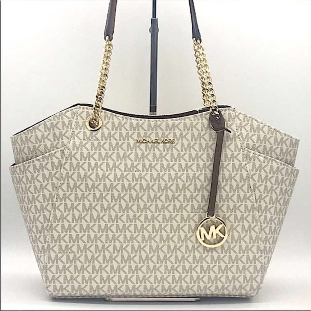 MICHAEL KORS LG CHAIN SHOULDER TOTE VANILLA