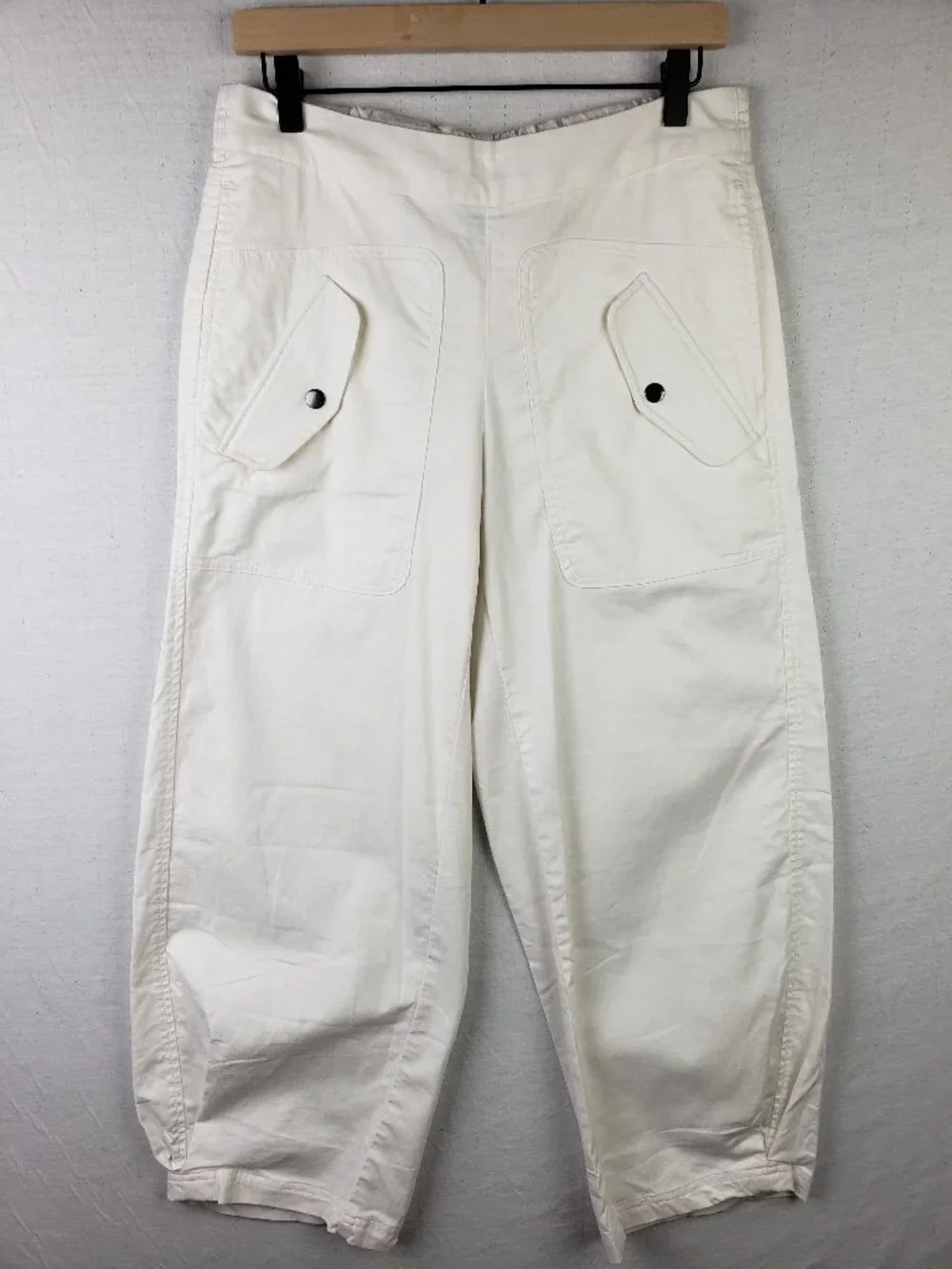 Banana Republic Linen Blend Barrel Pants Stretch White Utility Minimalist size M