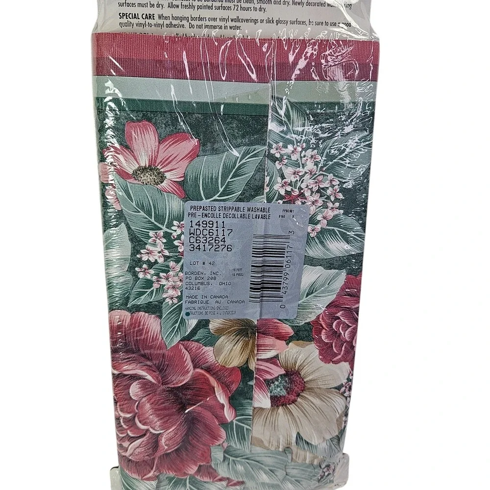 Wallpaper Border Floral Decorative Sculptured Edge Flowers 15 yds Total New Vtg