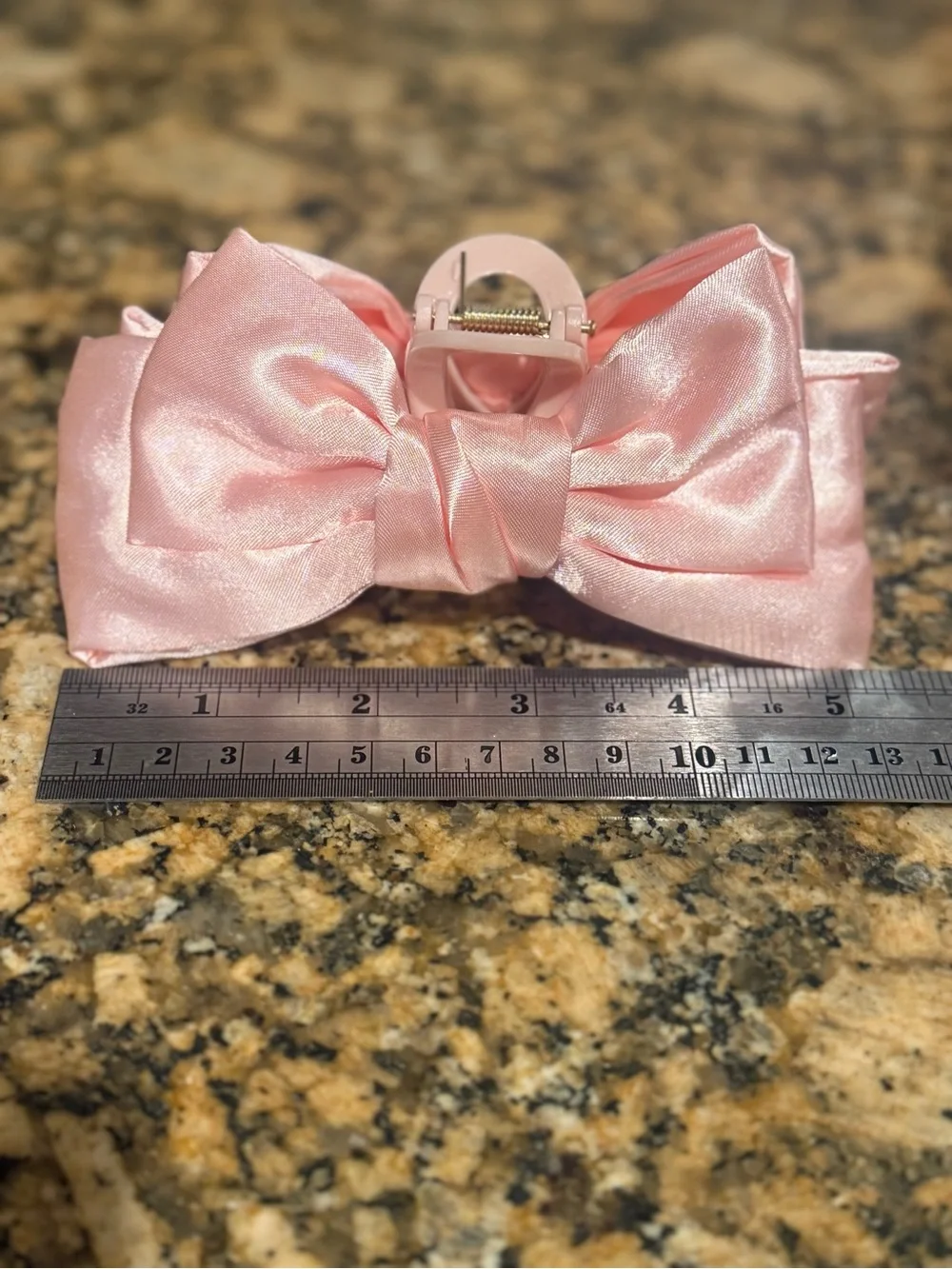 Blush Pink Satin Ribbon Bow Claw Clip Hair Accessory 5” Croquette Romantic NWOT