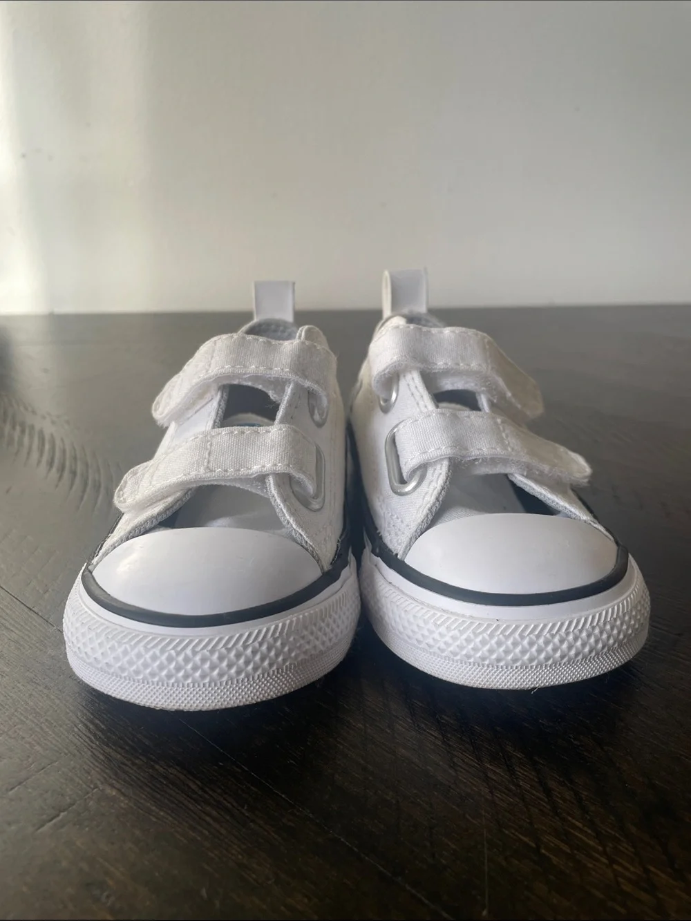 Converse Toddler White Canvas Velcro Sneakers with Sports Decals