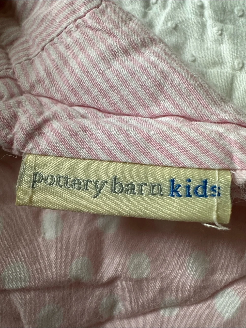 Pottery Barn Kids TWIN Size Cotton Quilt Patchwork Embroidered Coverlet Blanket