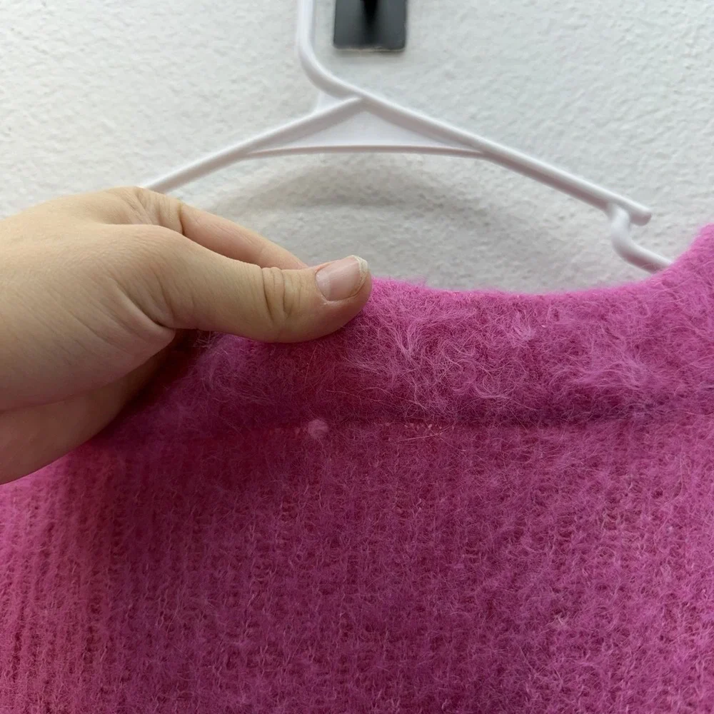 Free People Chunky Knit Alpaca Sweater Oversized Pink Fuzzy Soft Softgirl Sz S