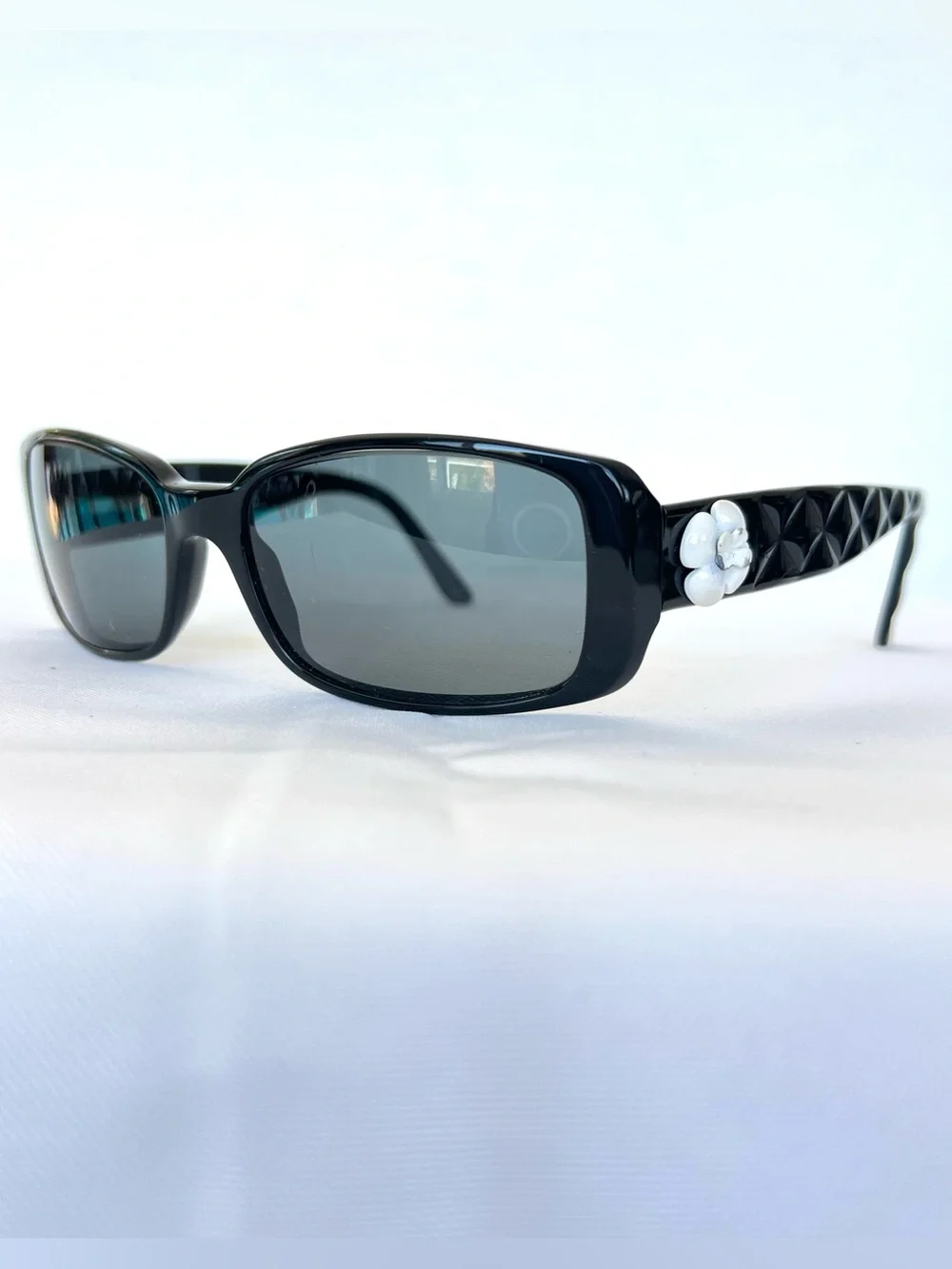 CHANEL 5146 C. 1125/3C Camellia Flower CC Black Quilted Acetate Frame Sunglasses
