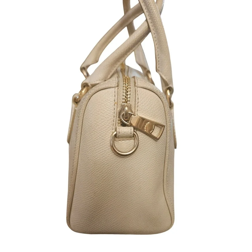 Coach Bennett Mini Satchel Cream Beige Crossgrain Leather Handbag F36624