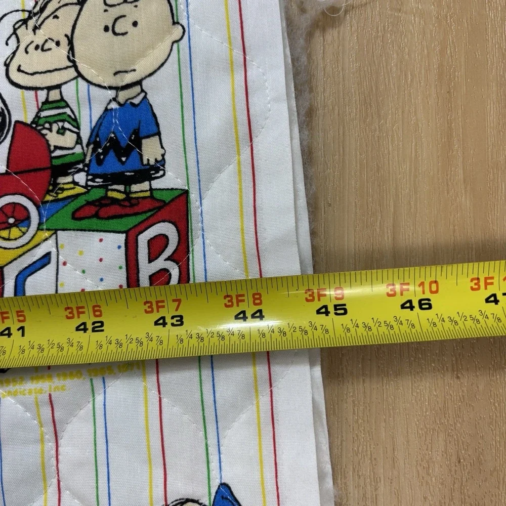 VTG 80`s SNOOPY Peanuts Diaper Stacker  Quilted Fabric PANEL By F.C.I. 44