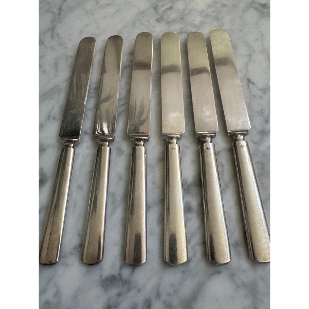 Reed and Barton RDS112 Silverplate Hollow Handle Dinner Knives Set of 6 Tapered