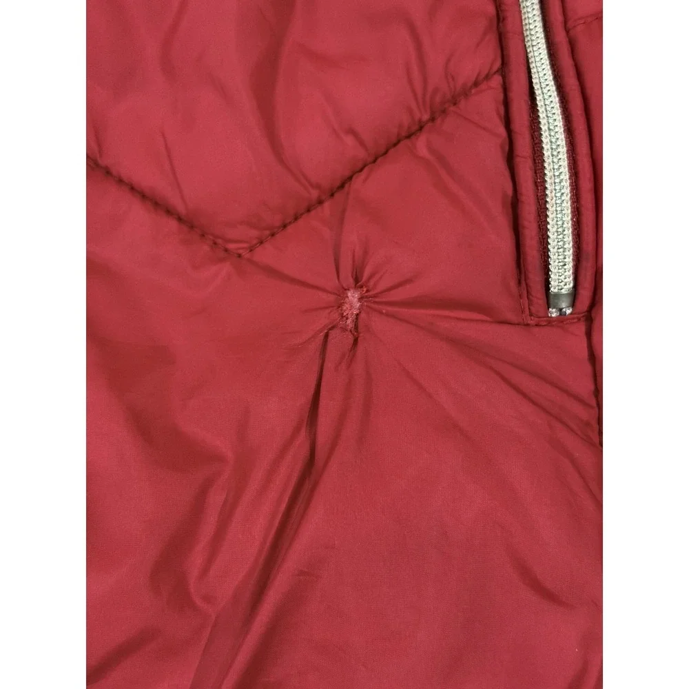 Michael Kors Packable Puffer Jacket Womens Small Red Lined Down Hooded Full Zip