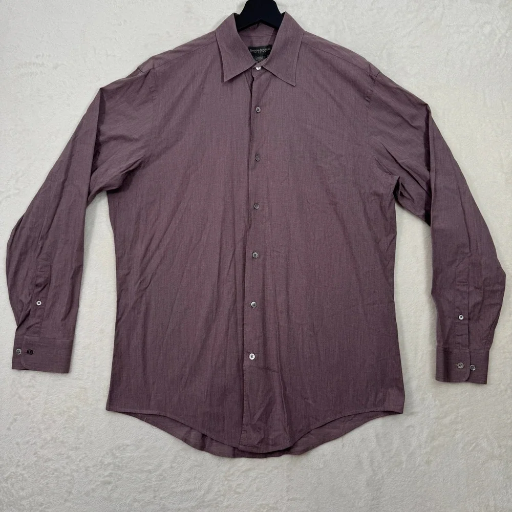 Banana Republic Button‎ Down Mens L Mauve Purple Stretch Textured Long Sleeve