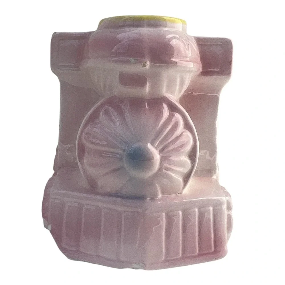 Planter Baby Buggy‎ Pink Blue Nursery Vase Mid Century Style Ceramic Vintage