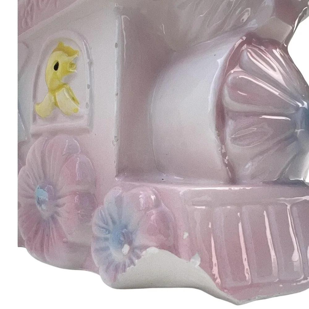 Planter Baby Buggy‎ Pink Blue Nursery Vase Mid Century Style Ceramic Vintage