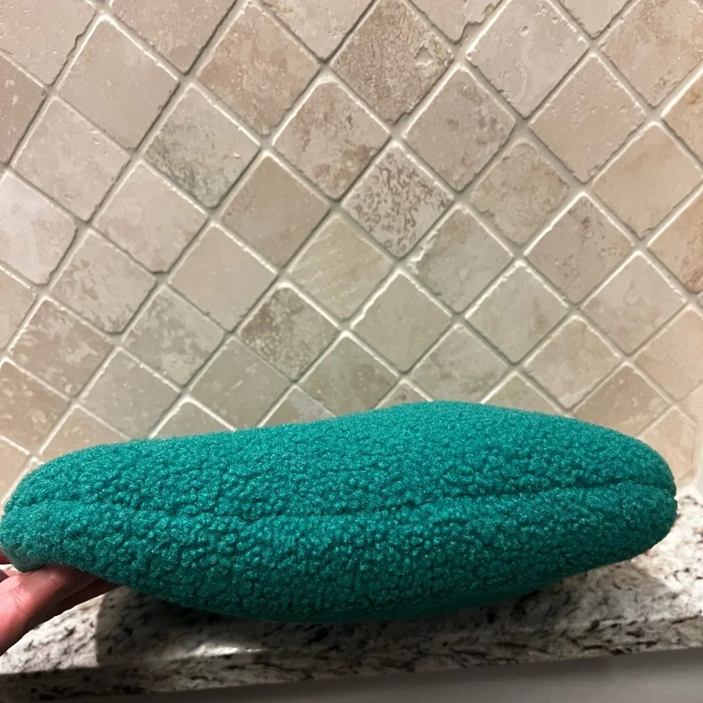 Green Fluffy Knot‎ Handle Curved Faux Sherpa Hobo Bag