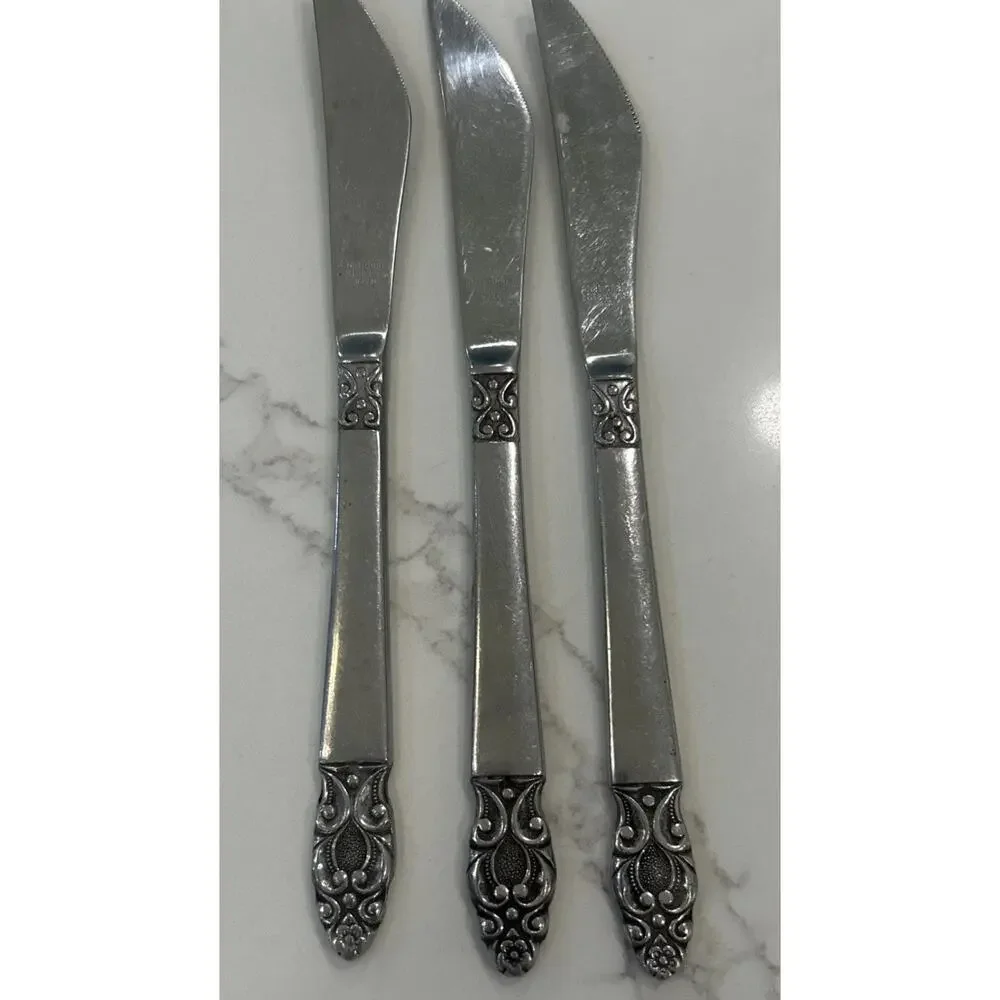 Vintage National Stainless OLAF Flatware Japan‎ Set Of 3 Dinner Knives