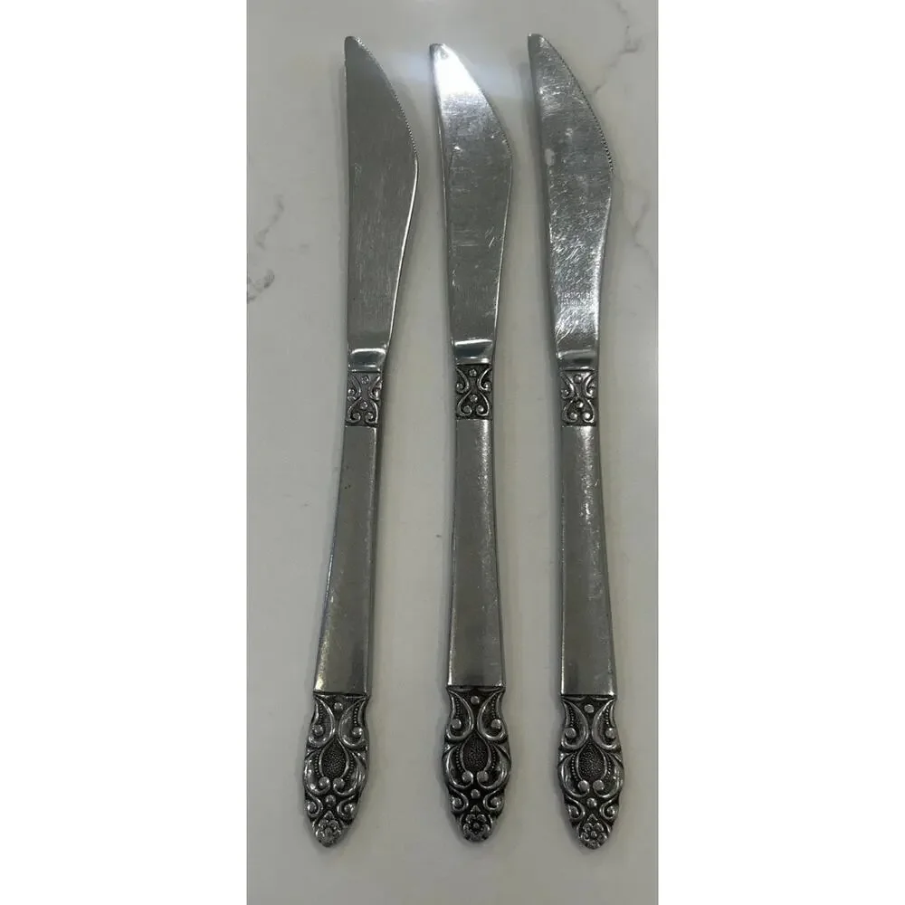 Vintage National Stainless OLAF Flatware Japan‎ Set Of 3 Dinner Knives