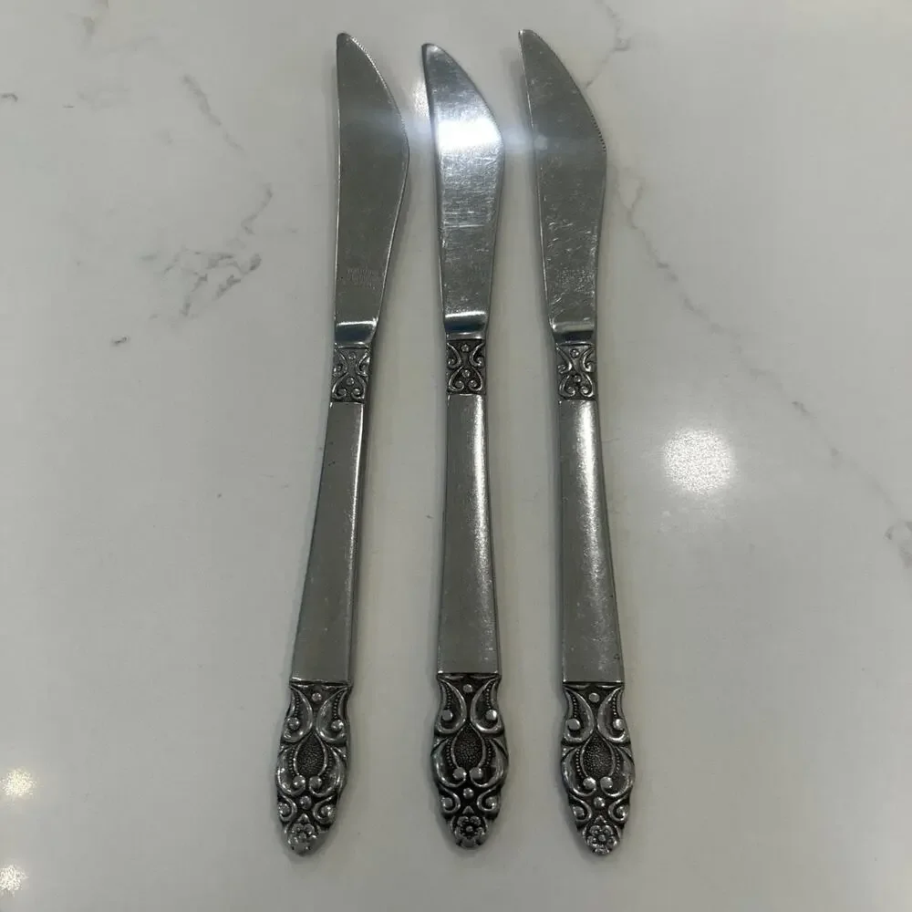 Vintage National Stainless OLAF Flatware Japan‎ Set Of 3 Dinner Knives