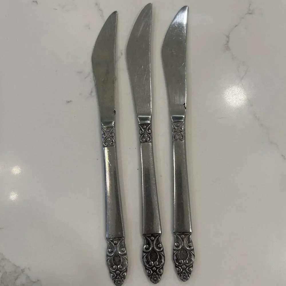 Vintage National Stainless OLAF Flatware Japan‎ Set Of 3 Dinner Knives