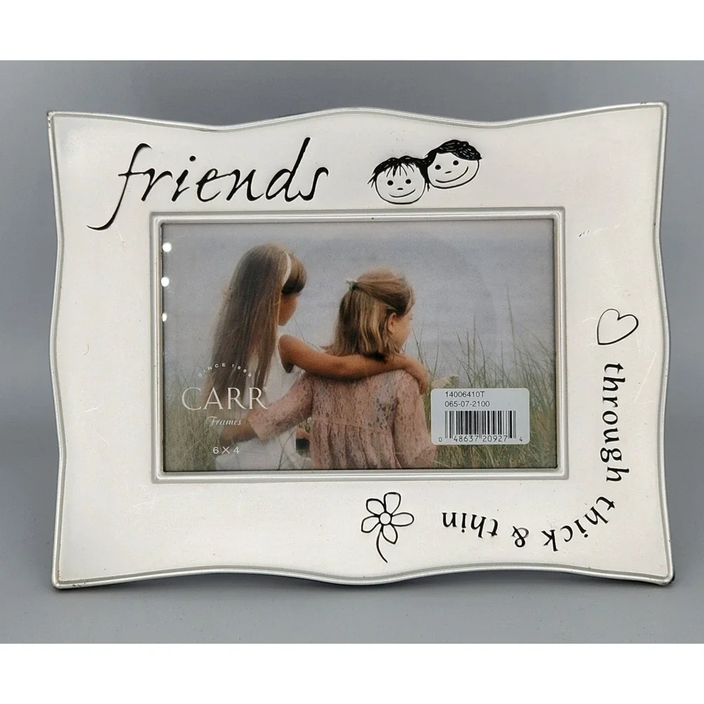 Vintage Carr's Friends‎ theme 4x6  Silver Pewtered Photo Picture Frame 1990s