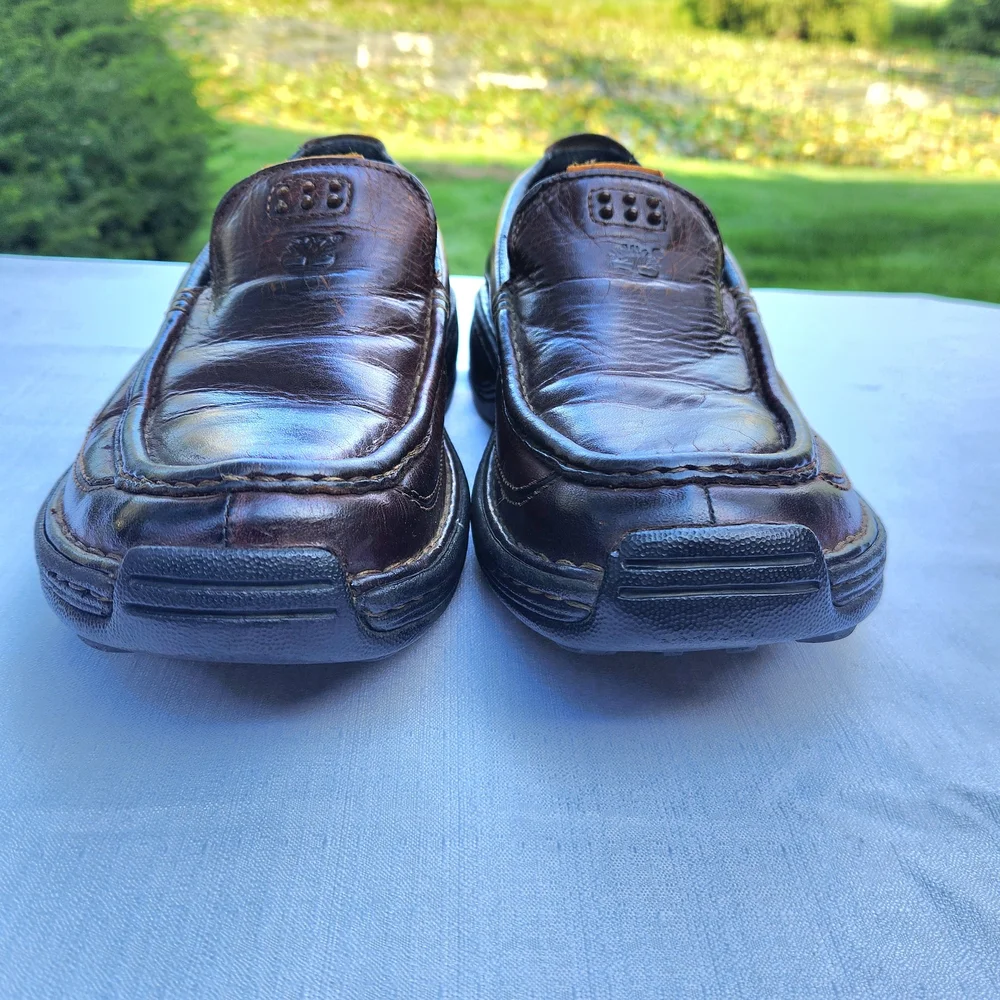 Timberland Saluto Men's Dark Brown Leather Slip-Ons Loafers Size 8‎