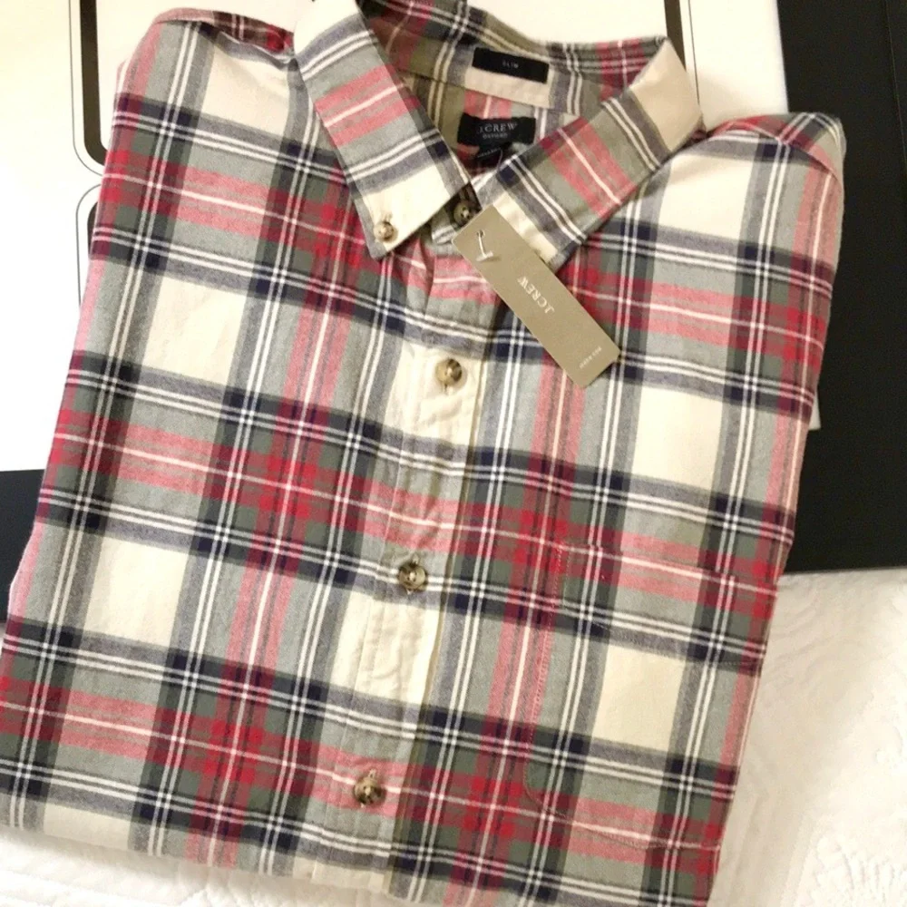 NWT J. Crew Men’s Plaid Slim Fit Oxford