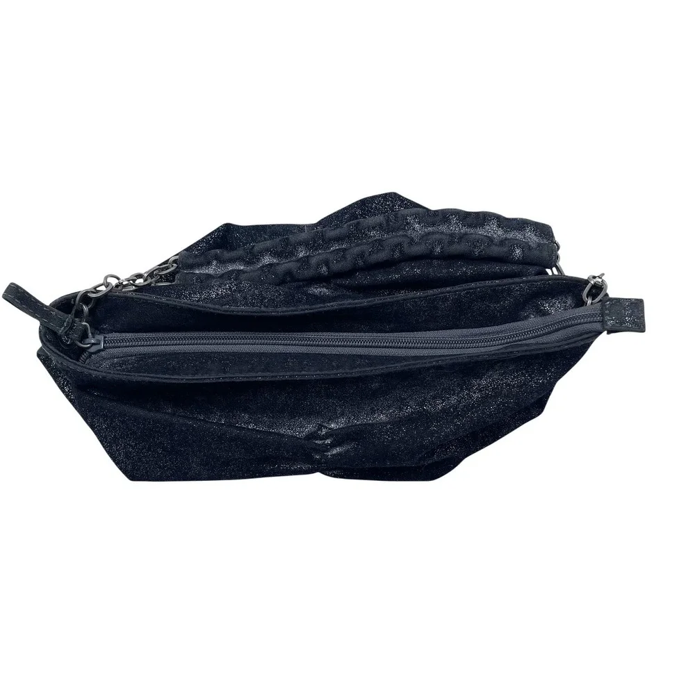 Y2K Black Glitter Small Hobo Bag Metal Chain 2006‎ Old Navy Whimsigoth Purse