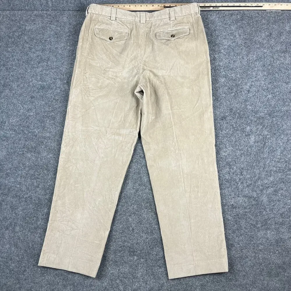 L.L.Bean Corduroy Pants Mens‎ Size 38 Beige Comfort Waist Casual Straight Leg