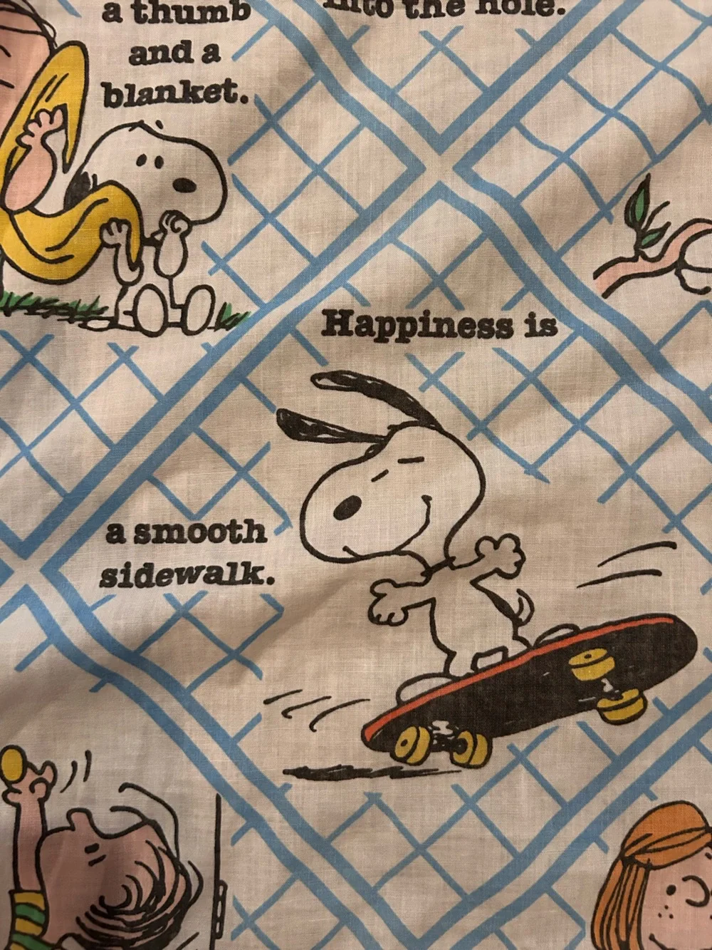 Vintage 1971 Snoopy Peanuts HAPPINESS IS Twin Fitted Sheet & Pillowcase