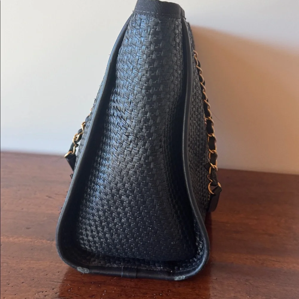 CHANEL black straw