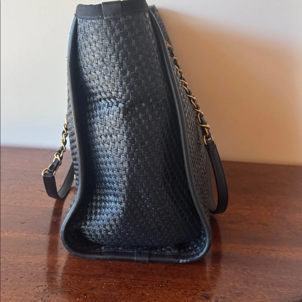 CHANEL black straw