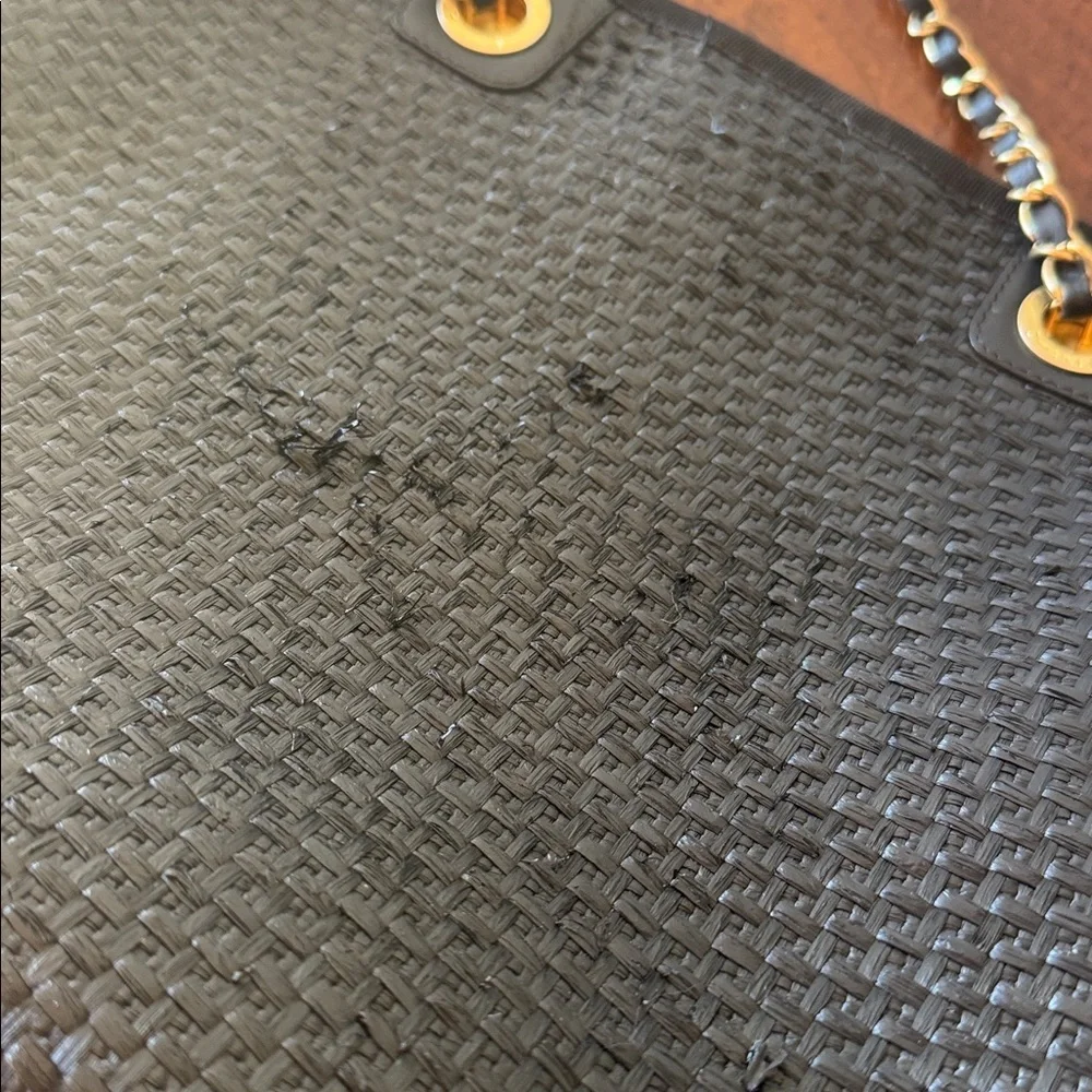 CHANEL black straw
