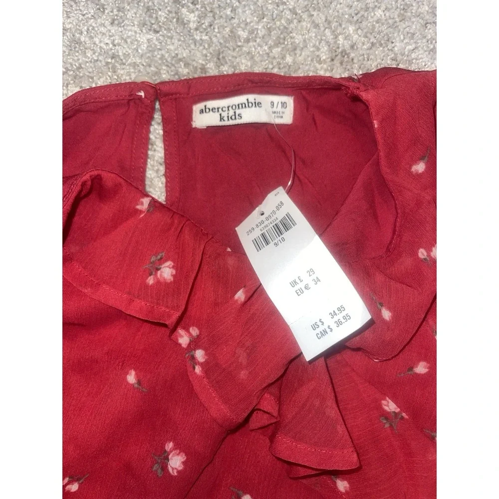 Abercrombie Kids Girls Red Floral Dress Sz 9/10‎ NWT