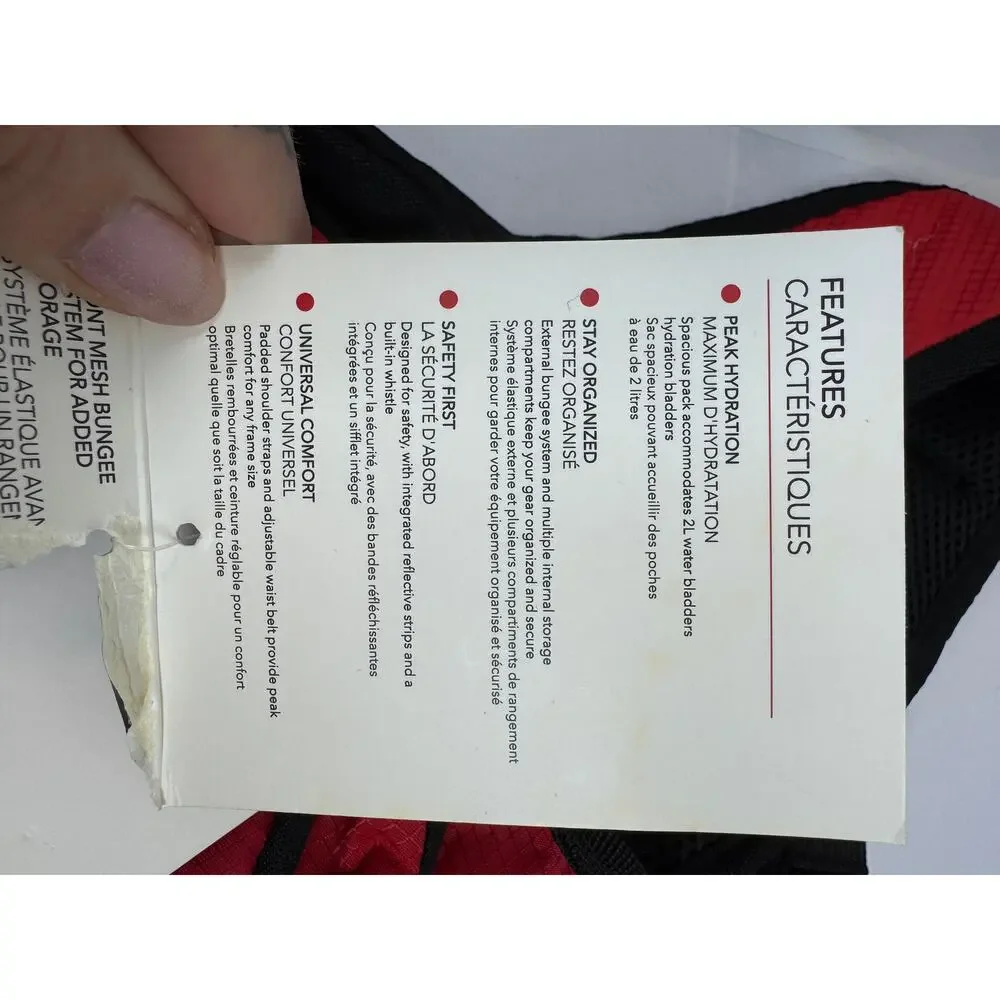 Canada Weather Gear Red Black Hydration Backpack 2L Hiking Gorpcore NWT