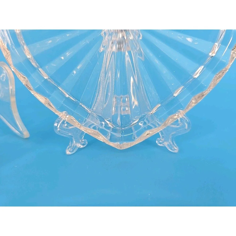 Vintage‎ Heart Shaped Crystal Trinket Jewelry Box W/ Lid- Some Small Chips