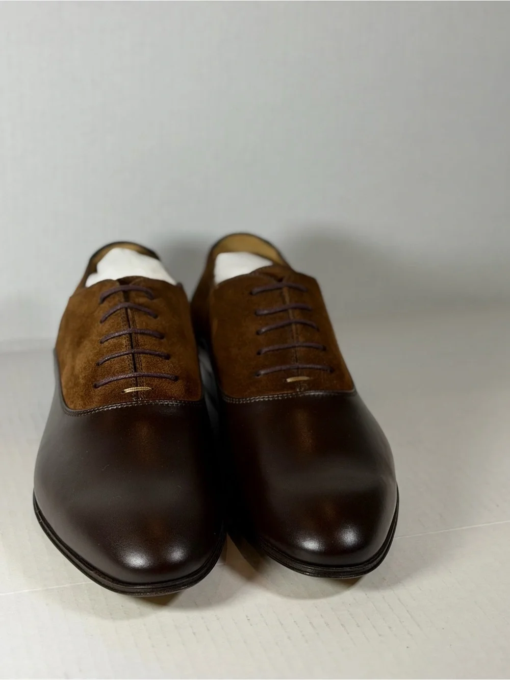 Gucci Brown Two-Tone Leather and Suede Oxfords