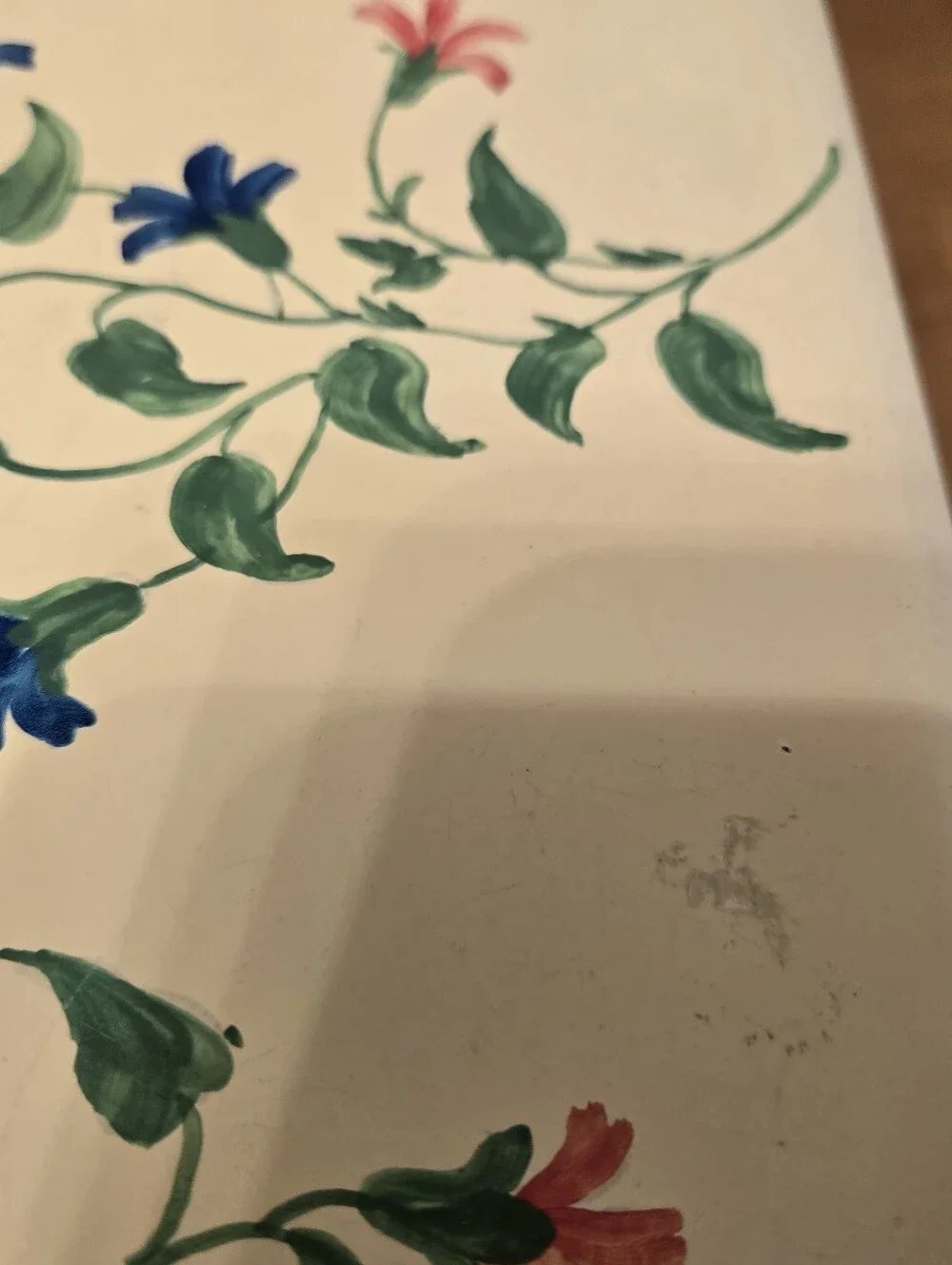 Vintage Hand-Painted Floral Wooden Jewelry Box Velvet Lined