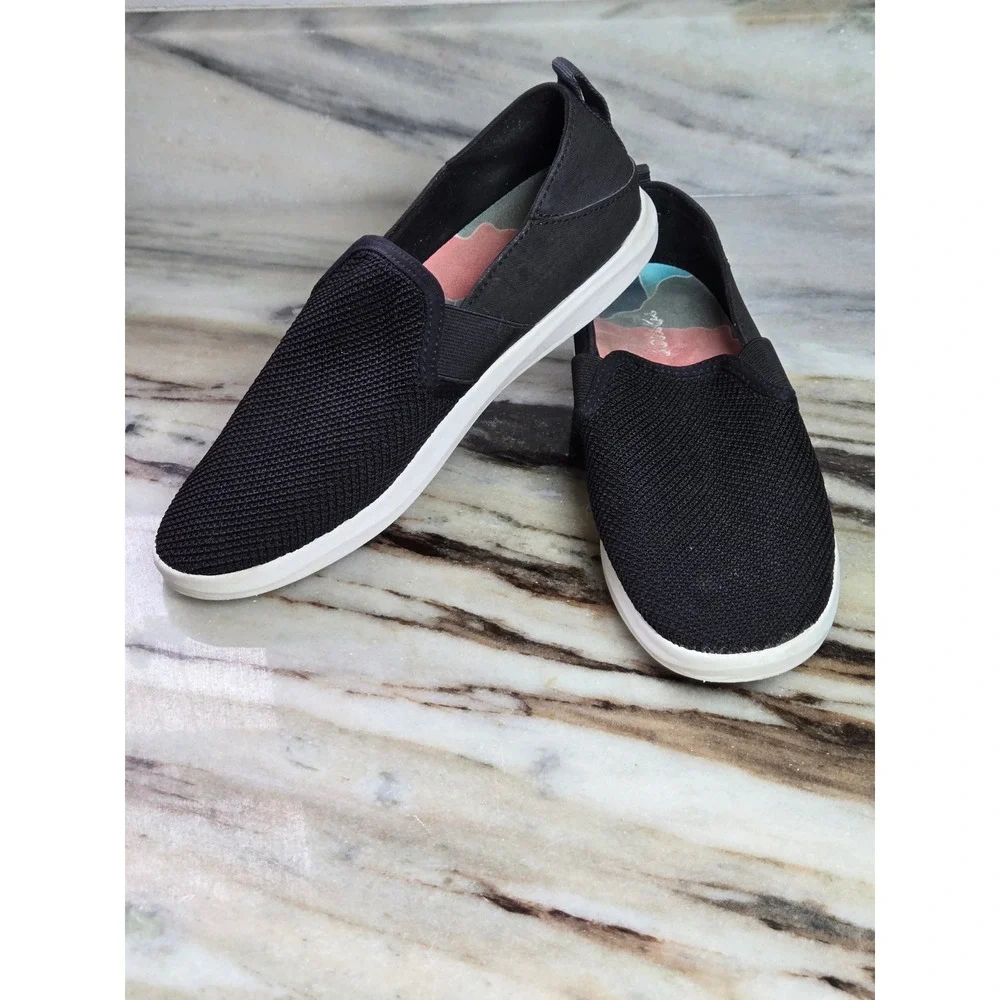 Olukai Hale'iwa Black Mesh Slip On Sneakers Womens 7‎ Drop-In Heel 20380-4040