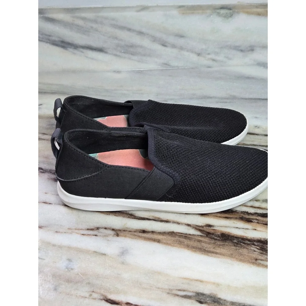 Olukai Hale'iwa Black Mesh Slip On Sneakers Womens 7‎ Drop-In Heel 20380-4040