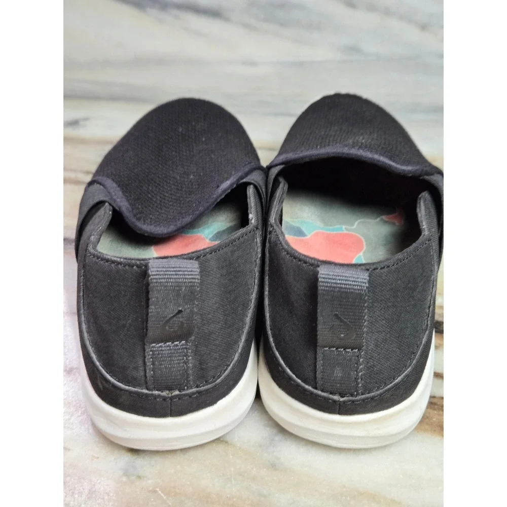 Olukai Hale'iwa Black Mesh Slip On Sneakers Womens 7‎ Drop-In Heel 20380-4040