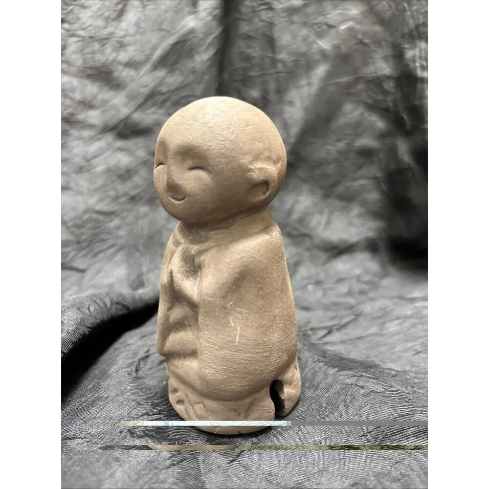 Vintage Japanese Jizo Dorei Bell Ceramic Good Luck Monk Protecting Charm 4” Tall