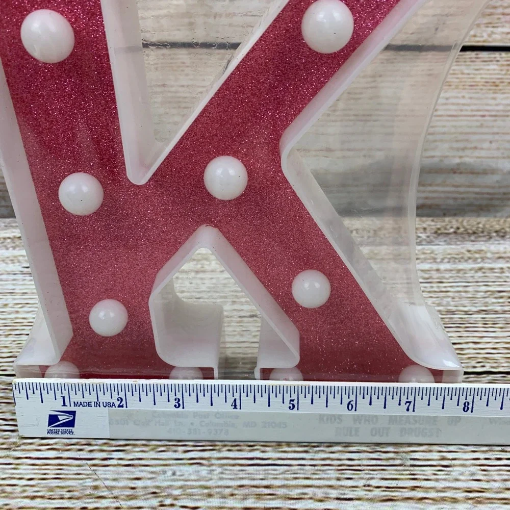 Pink‎ Glitter Letter K Marquee Light Up Sign Home Bar Decor Battery Operated New