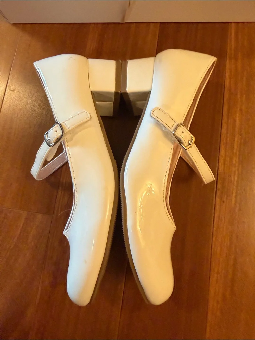 Sonoma White Patent Mary Jane Dress Shoes with Velcro Straps Girls Sz 3 - GUC