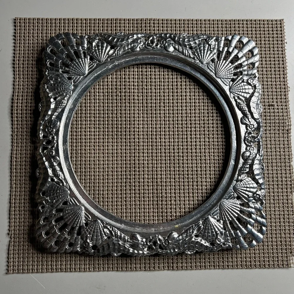 Arthur Court 1993 Aluminum Seashell Seahorse Picture Frame Vintage Coastal Silve